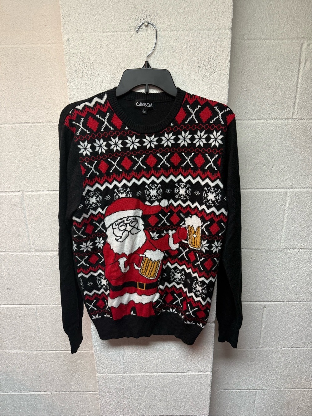 Carbon Black, Red & White Santa Beer Crewneck Sweater